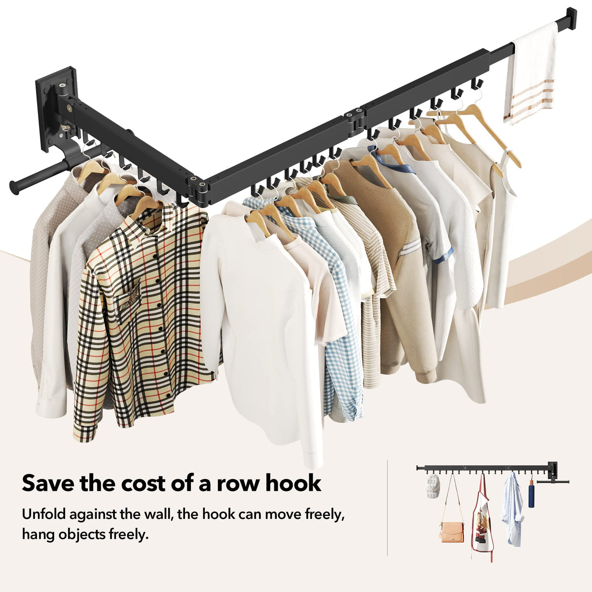 Retractable Laundry Hanger with Aluminum Wall Mount Design for Space Saving Clothes Organization