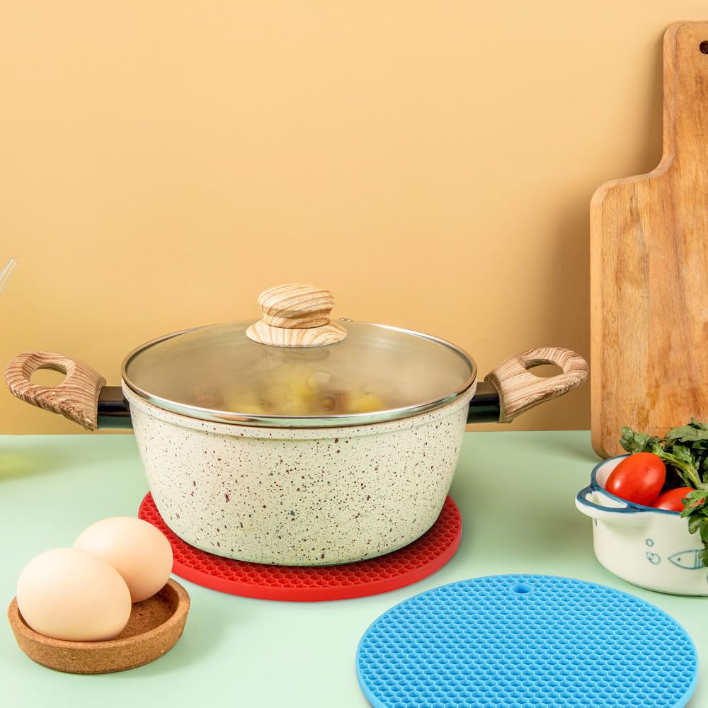 6 Pcs Round Silicone Trivet Mat Heat Resistant Non Slip Pot Holder Coaster for Hot Pots Cups Kitchen Table