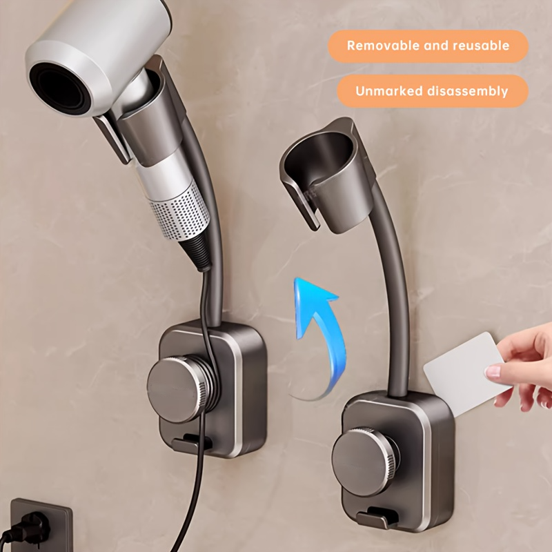 Suction Cup Hair Dryer Holder with Hands Free Adjustable Design for Bathroom Organization