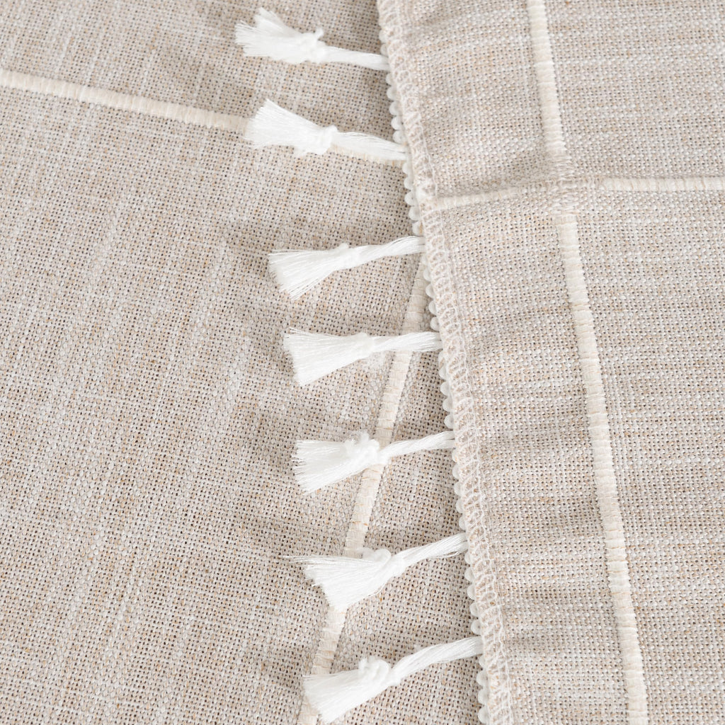 Square Tablecloth Cotton Linen Waterproof Farmhouse Cover with Tassel Edges for Kitchen and Dining Tables