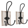2 Pcs Wooden Pine Hook Rack with Self Adhesive Metal Hooks for Bathroom and Entryway Storage