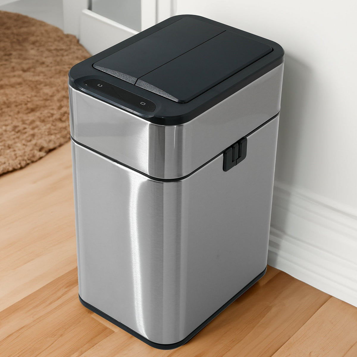 Automatic Sensor Trash Can with Stainless Steel Touchless Design for Kitchen and Bathroom Waste Storage