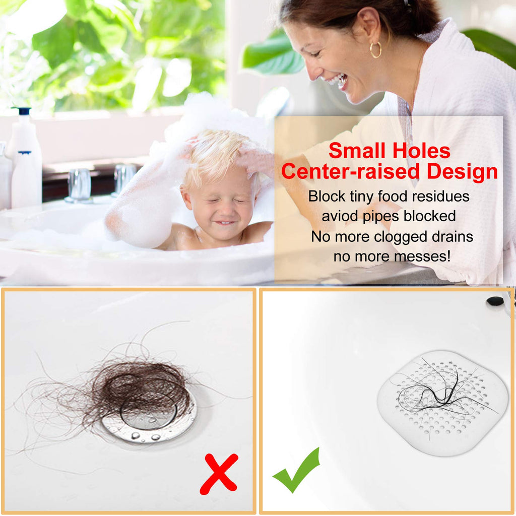 Square Silicone Hair Drain Catcher with Suction Cups for Shower, Sink, and Bathtub Use