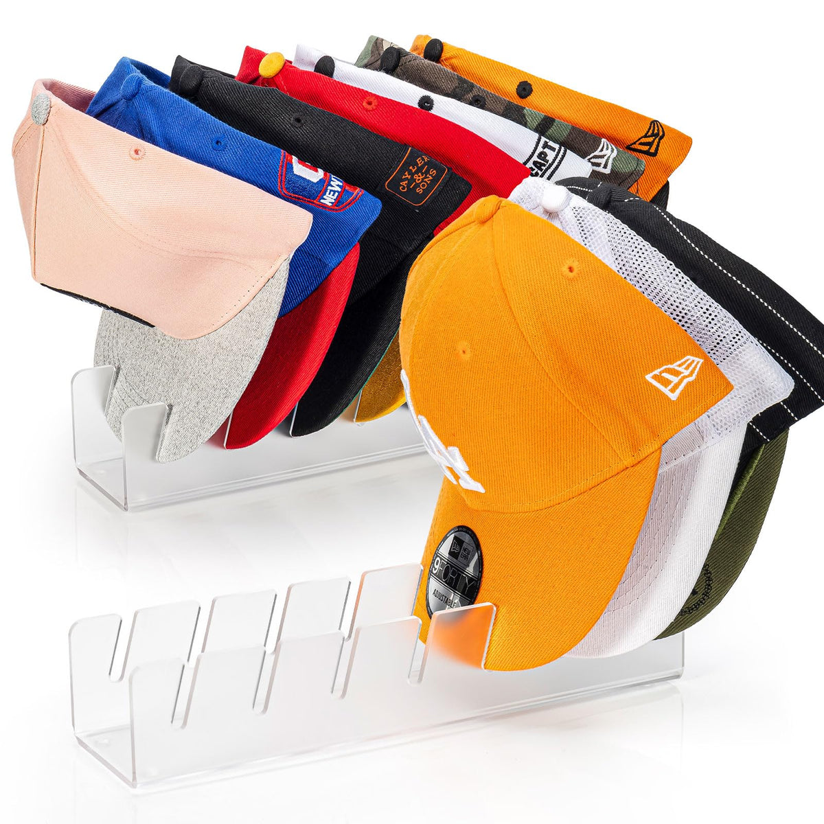 Acrylic Hat Rack for 7 Caps No Install Baseball Cap Holder
