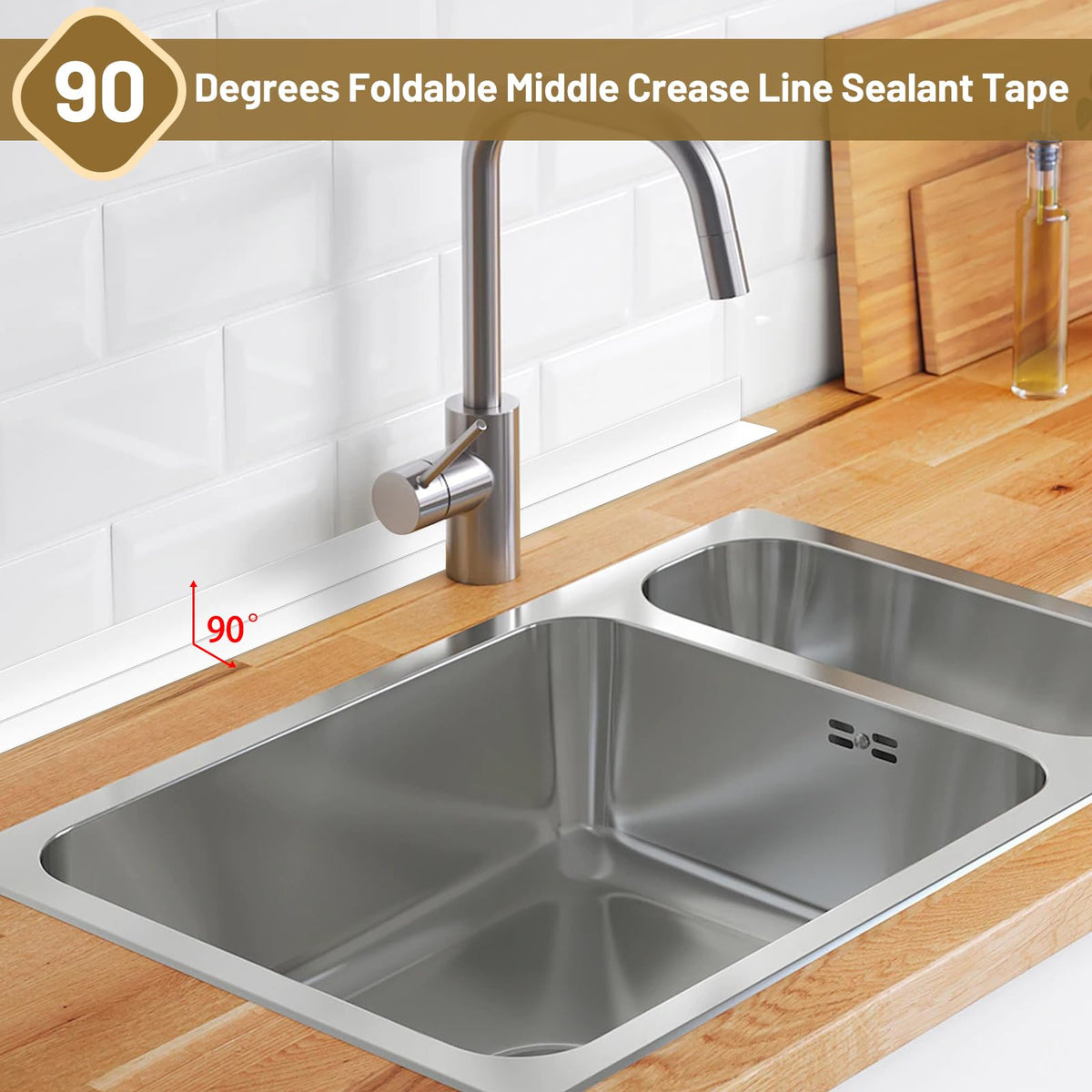 Waterproof Self Adhesive Caulk Tape Sealing Strip for Bathroom Kitchen Sink Tub and Wall Edges