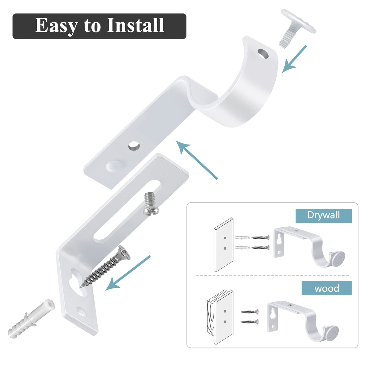 Elegant Curtain Bracket with Adjustable Iron Design for Home Curtain Installation