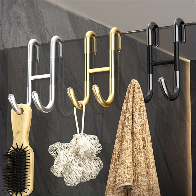 2 Pcs Over Door Utility Hook with No Drill Stainless Steel Design for Bathrooms Kitchens and Glass Doors