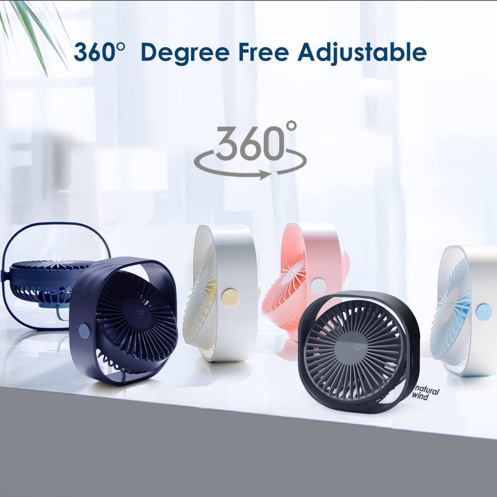 Mini USB Desktop Fan with 3 Speed Control and 360° Adjustable Angle for Office, Home and Travel