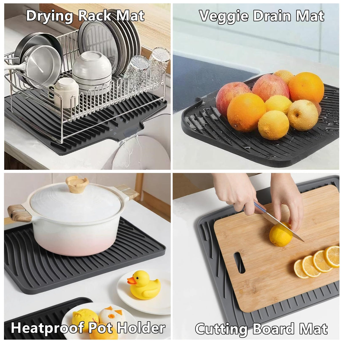 Countertop Drain Pad with Built In Drain Design for Kitchen Dish Drying Use