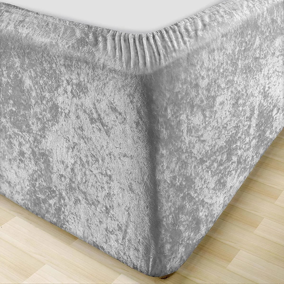 Crushed Velvet Bed Skirt Extra Deep Fully Elasticated Wrap Valance for Divan Frame