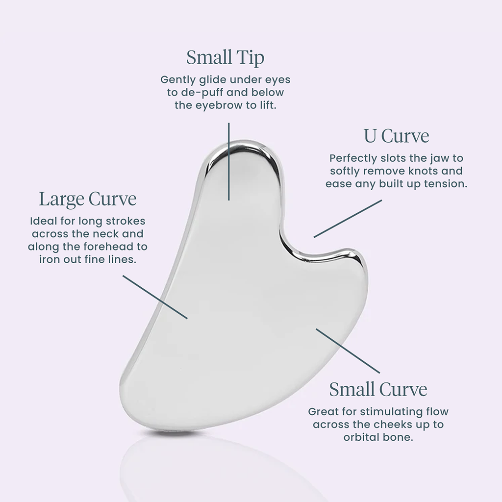 Stainless Steel Gua Sha Tool with Smooth Polished Surface and Travel Pouch for Daily Skincare Massage