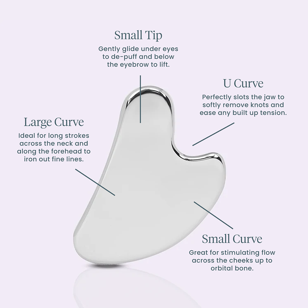 Stainless Steel Gua Sha Tool with Smooth Polished Surface and Travel Pouch for Daily Skincare Massage