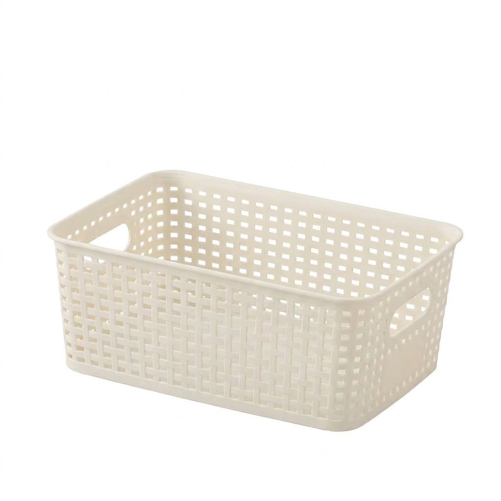 Plastic Storage Basket with Lid and Stackable Design for Office, Bedroom, Classroom, and Home Organization