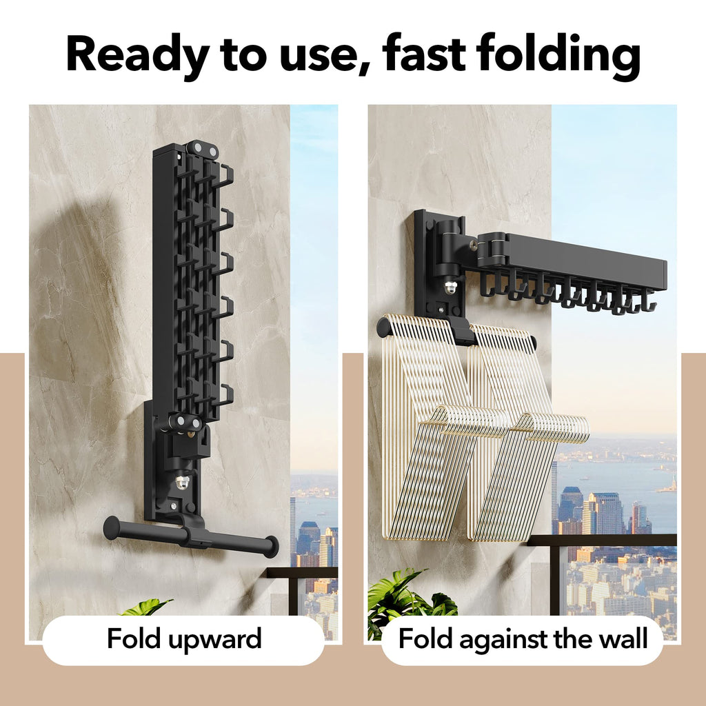 Retractable Laundry Hanger with Aluminum Wall Mount Design for Space Saving Clothes Organization