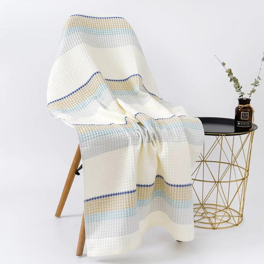 2Pcs 100% Pure Cotton Waffle Bath Towel with Honeycomb Weave for Home and Spa Use