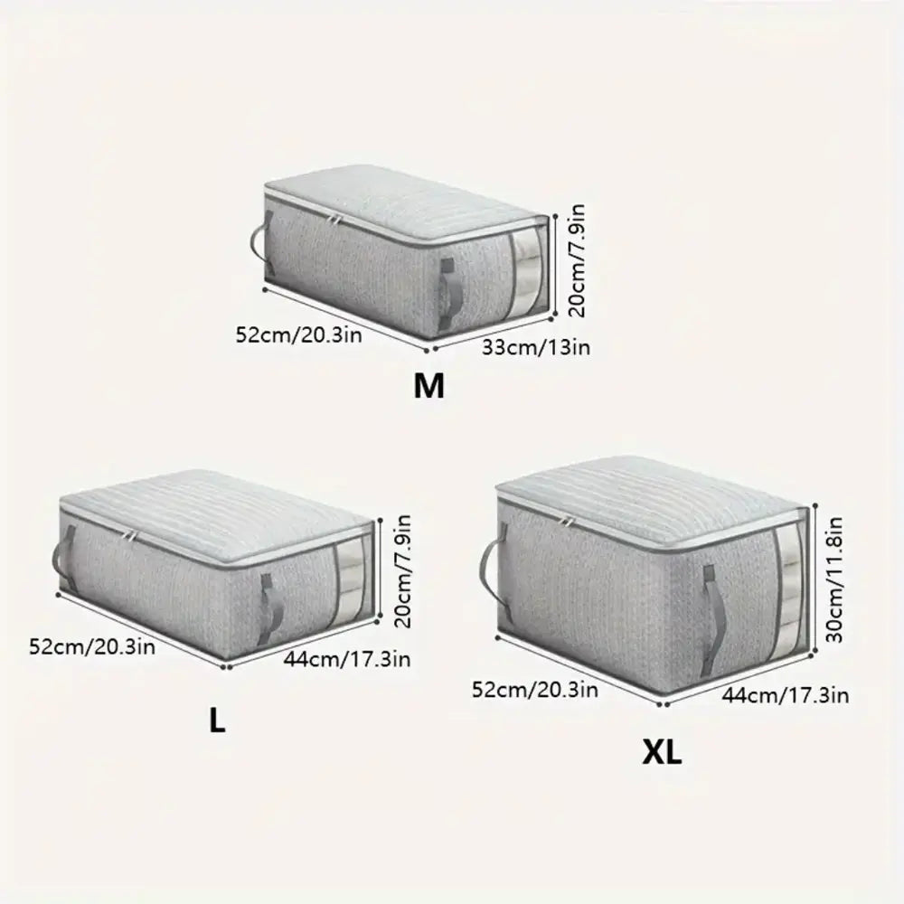 Large Foldable Clothes Storage Bag with Side Window and Reinforced Handles for Wardrobe and Quilt Organization