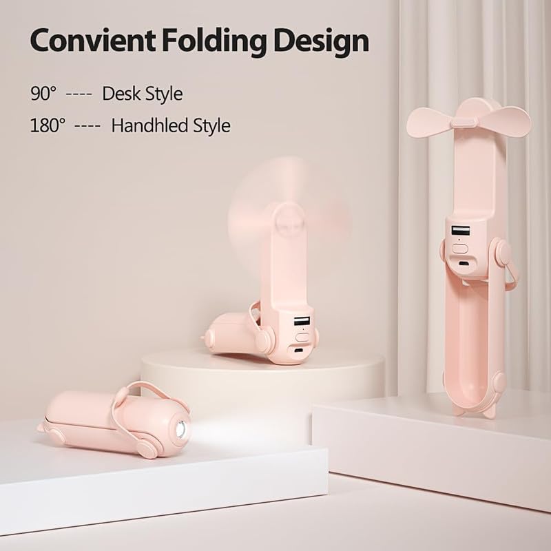 USB Rechargeable Foldable Mini Fan with Three Speed Handheld Design for Travel and Outdoor Cooling