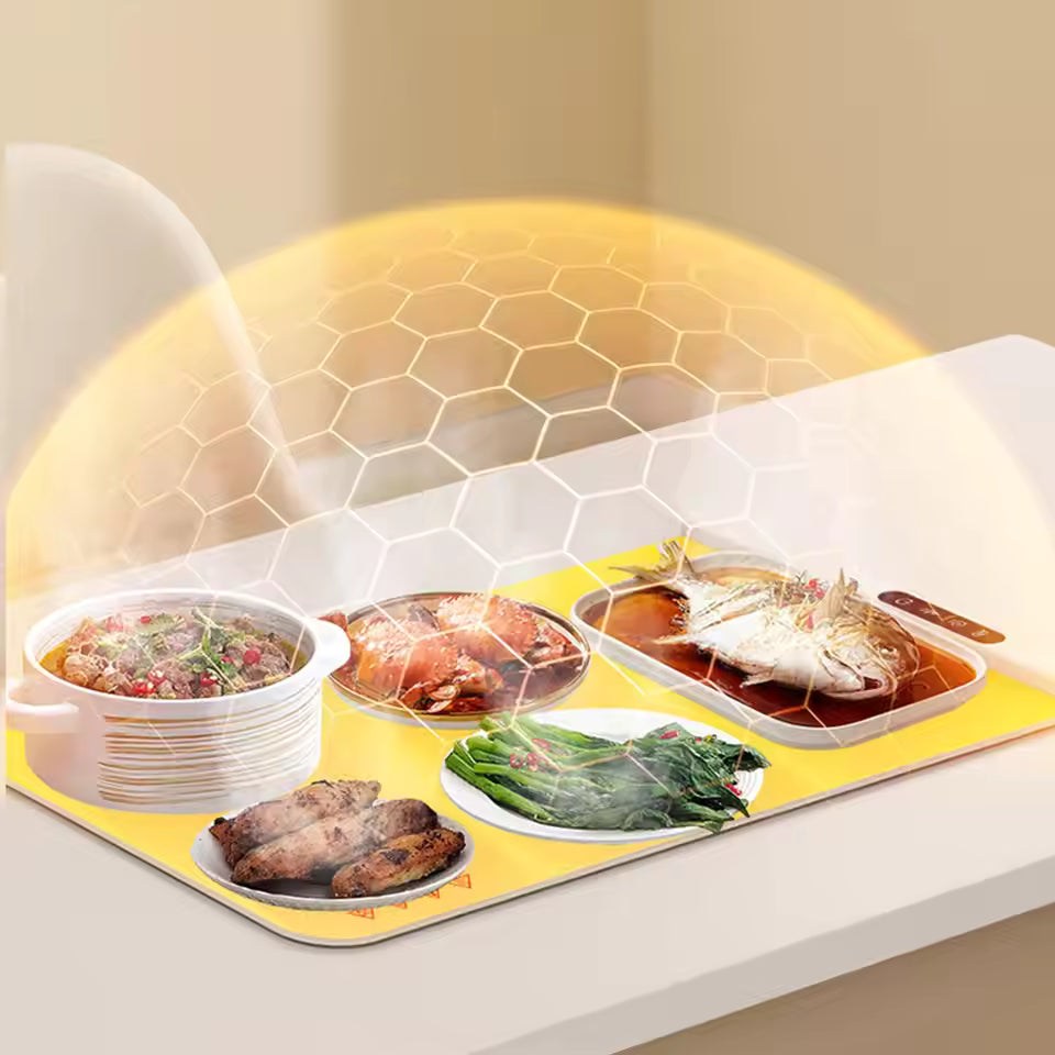 Foldable Food Warming Mat with Adjustable Temperature Control for Kitchen and Buffet Serving