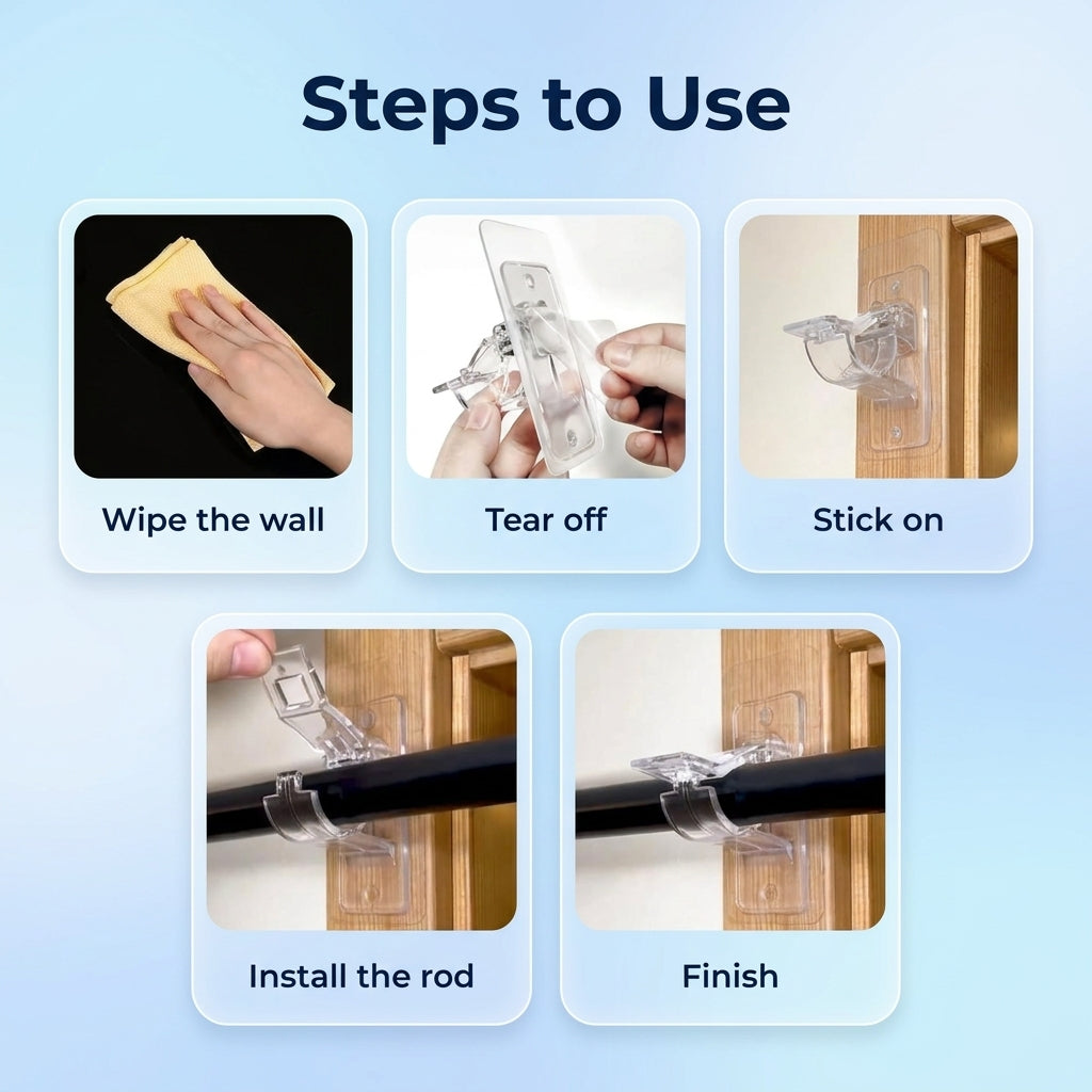 No Drill Curtain Bracket with Self Adhesive Design for Home Curtain Installation