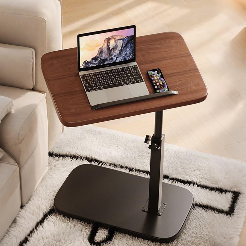 Adjustable Wooden Side Table with Freestanding Metal Frame for Flexible Home Storage and Everyday Use