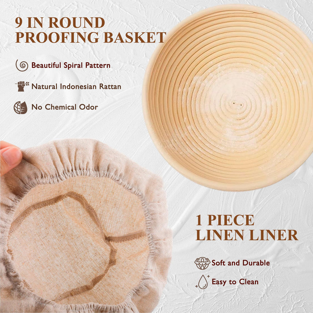 Complete Sourdough Starter Kit with Banneton Proofing Basket Glass Starter Jar for Home Bread Baking