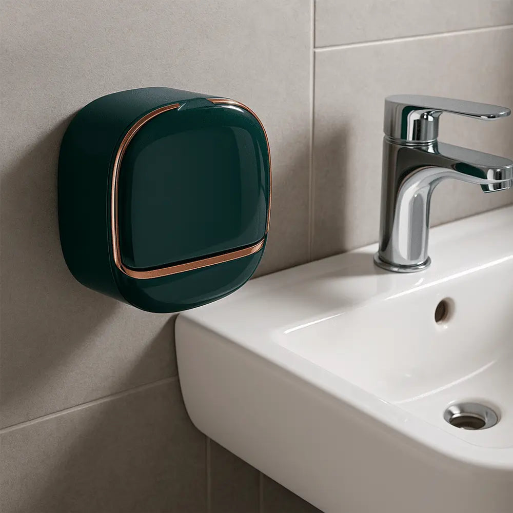 2Pcs Luxury Wall Mounted Soap Holder with Drain Tray and Adhesive Installation for Shower and Bathroom Use