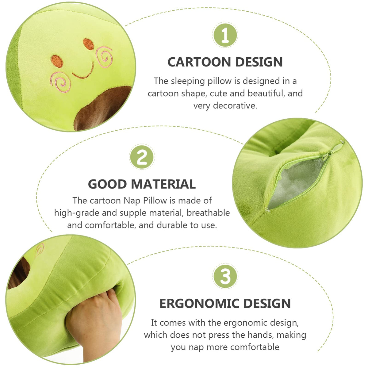 Multi-Functional Plush Cartoon Nap Pillow with Hand Warmer Design for Office, Students, and Travel