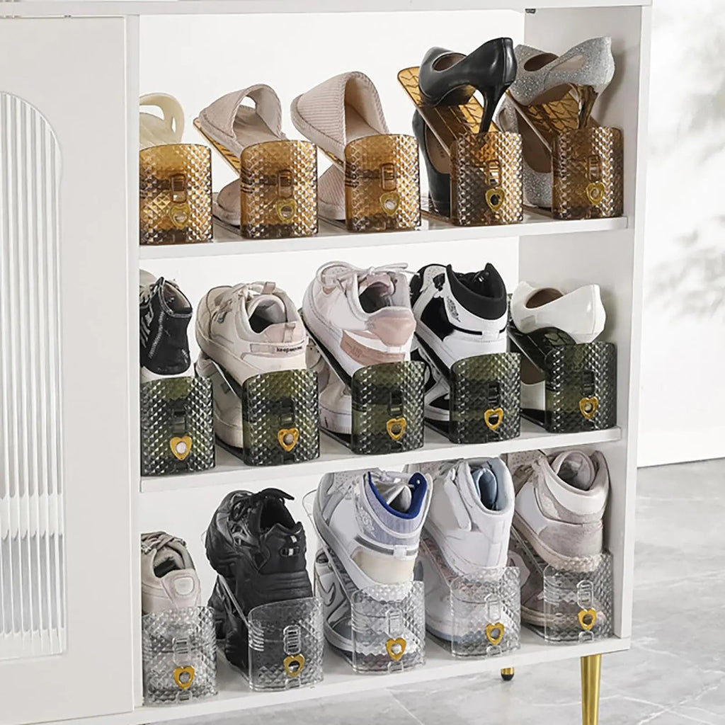 Shoe Slots Organizer with 3 Level Adjustable Height Double Layer Holders for Closet Storage