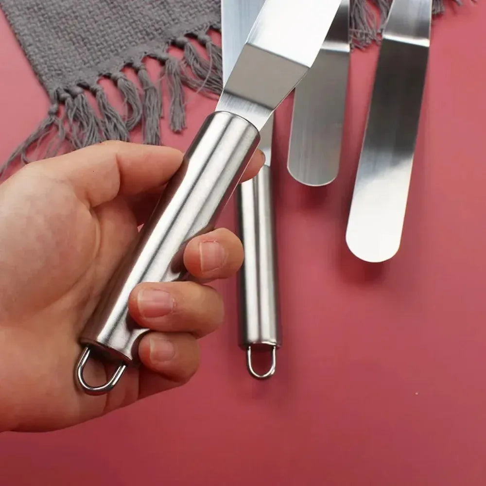 Stainless Steel Icing Frosting Spatula Set Straight and Curved Cake Decorating Tools