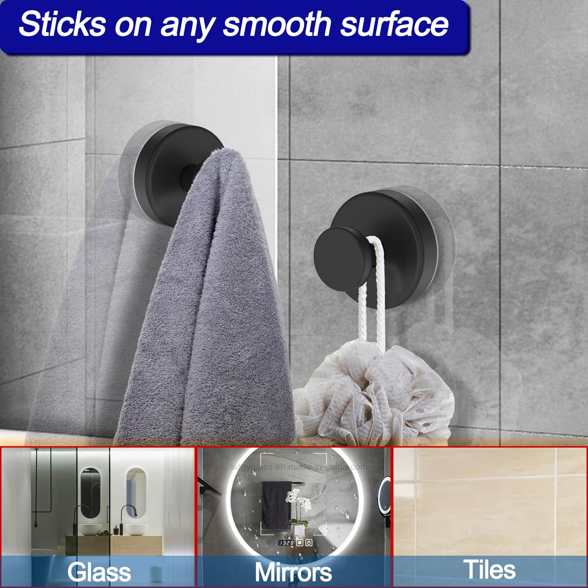 Suction Cup Hooks with Waterproof Stainless Steel Design for Bathroom and Kitchen Wall Hanging