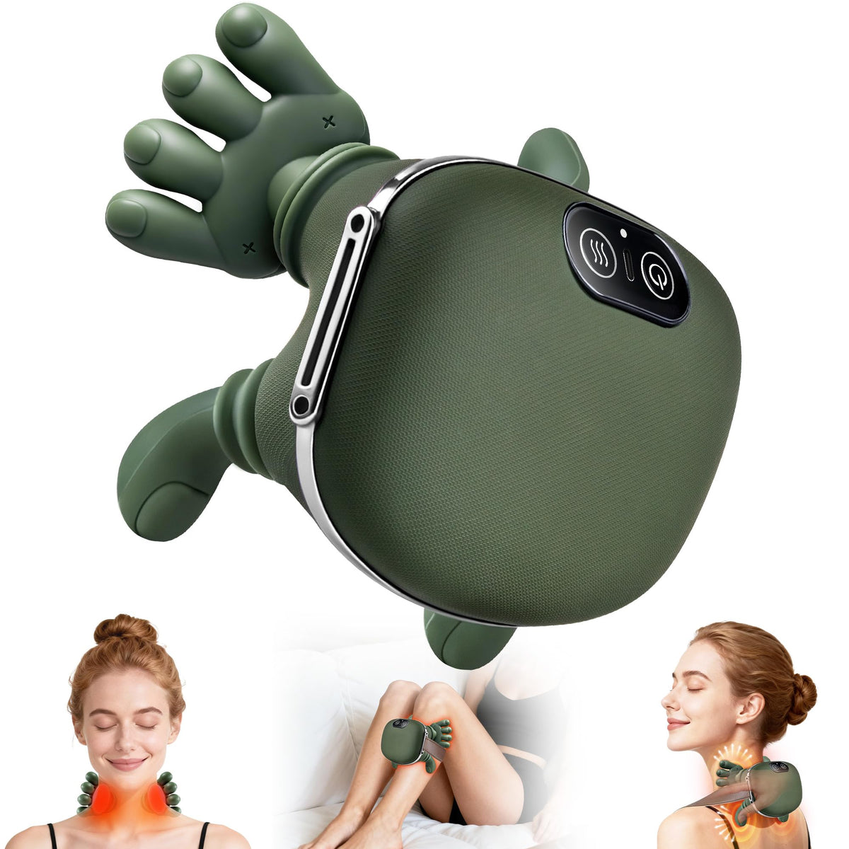 Heated Neck Shoulder Massager Electric Kneading Massage Pillow for Back Waist Leg Relaxation