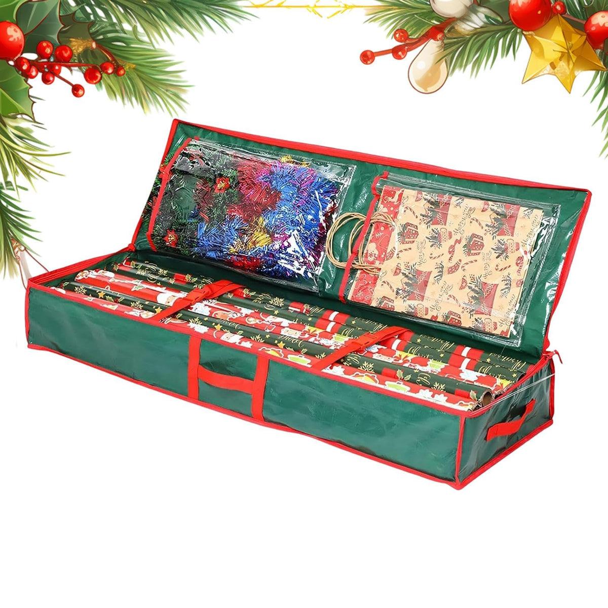 Large Capacity Gift Wrap Organizer Bag for Wrapping Paper, Ribbons and Holiday Storage