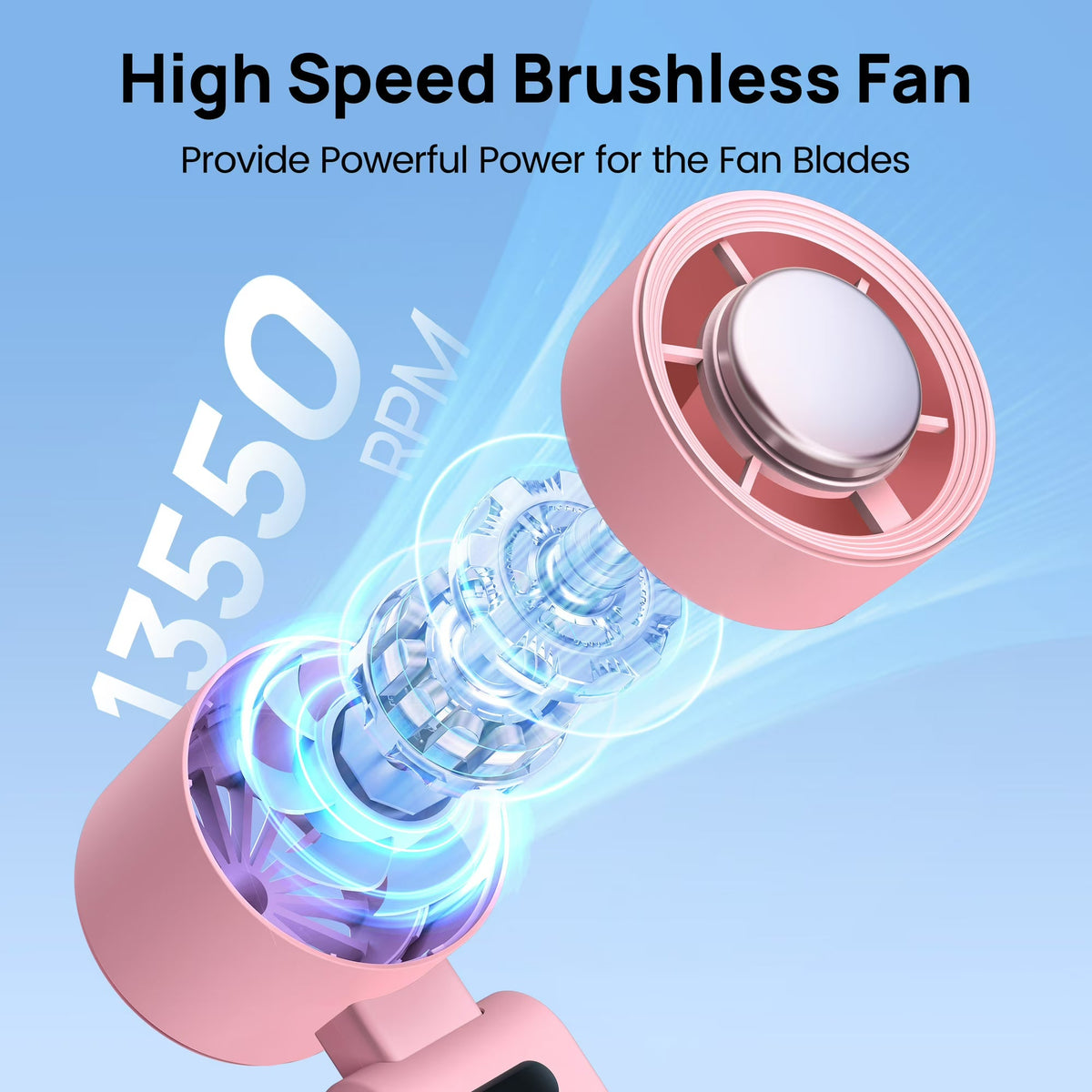 Handheld Portable Turbo Fan with Ice Cooling Function and Adjustable Speed for Travel and Daily Use 2×3×7" (5.4×6.4×18.3cm)