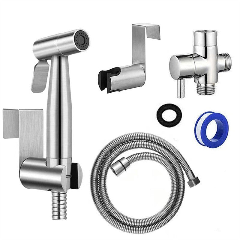 Stainless Steel Bidet Sprayer Set with Press Control Design for Toilet and Bathroom Cleaning