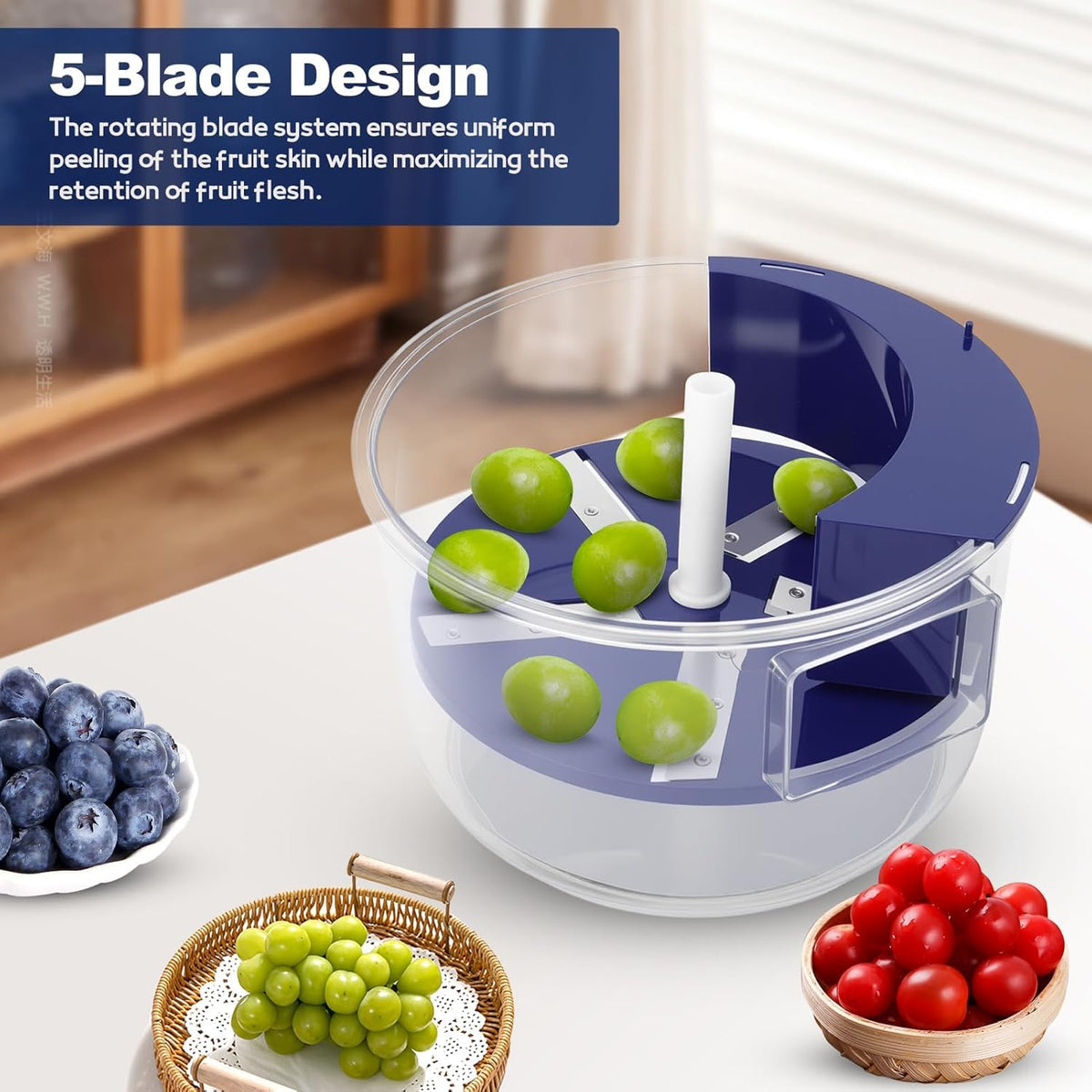 Rechargeable Electric Fruit Peeler with Brushless Motor Design for Grapes Garlic and Small Produce Preparation