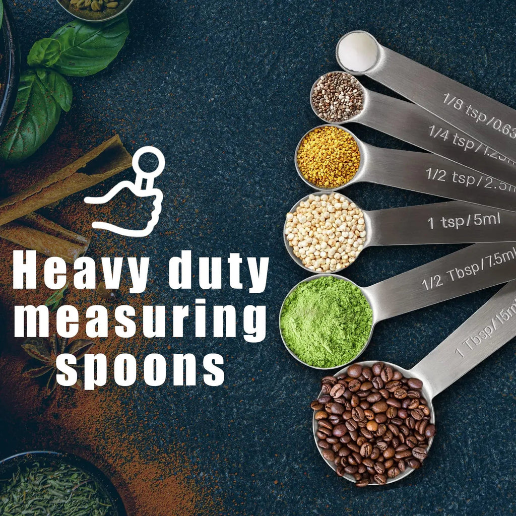 6 Piece Stainless Steel Measuring Spoons Set Food Grade Kitchen Baking Tools