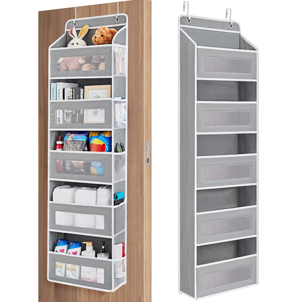 5 Shelf Over Door Organizer with Reinforced Structure and Large Pockets for Bedroom, Bathroom, and Pantry Storage