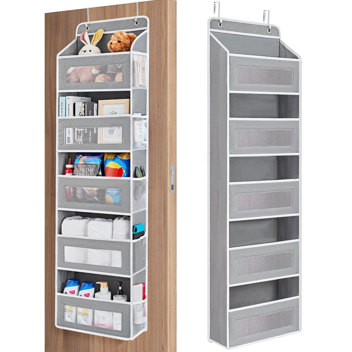5 Shelf Over Door Organizer with Reinforced Structure and Large Pockets for Bedroom, Bathroom, and Pantry Storage