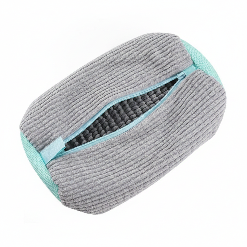 2Pcs Shoe Washing Machine Bag with Self Locking Zipper and Chenille Mesh Design for Washer Dryer Sneaker Cleaning (Brush & Shoes Bag Included)