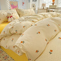 Pink Floral Reversible Duvet Cover with Botanical Leaf Print for Queen Bedding