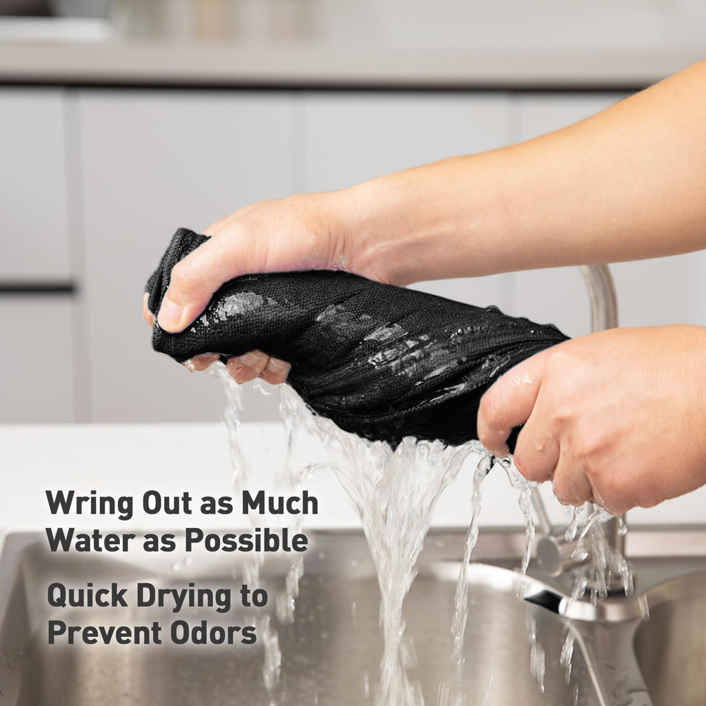 Black Microfiber Cleaning Cloth Set with Soft Lint Free Absorbent Fabric for Household Kitchen Office and Car Cleaning