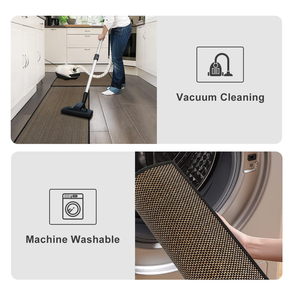 Washable Non-Slip Rubber-Backed Kitchen Rug, Absorbent Floor Mat for Sink Area, Soft Cotton Runner for Indoor Kitchen Use