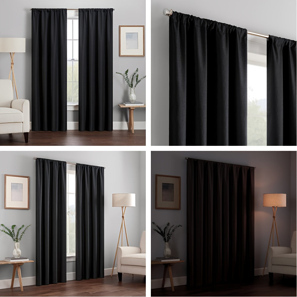 Blackout Curtains with Rod Pocket Design for Bedroom and Living Room Windows