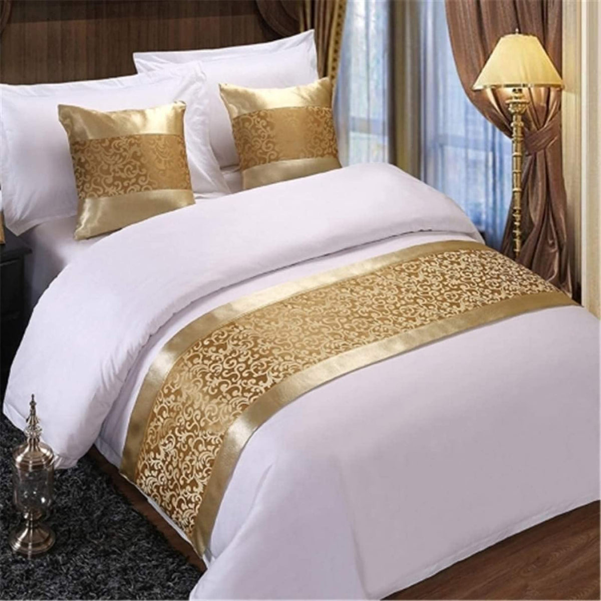 Queen Bed Runner Soft Polyester Cotton Bedding Scarf for Home and Hotel Decor