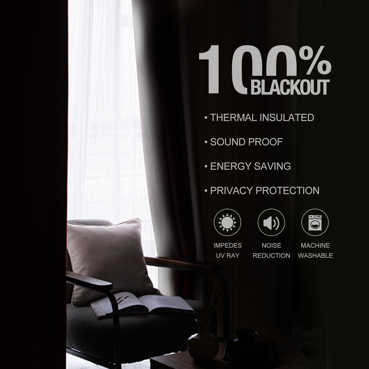 Room Darkening Curtains with Heavyweight Polyester Fabric for Bedroom and Living Room Windows