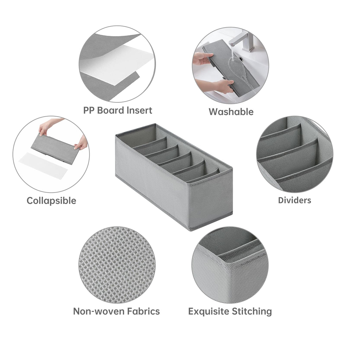Foldable Closet Drawer Organizer for Underwear, Socks, Bras, Scarves and Wardrobe Storage
