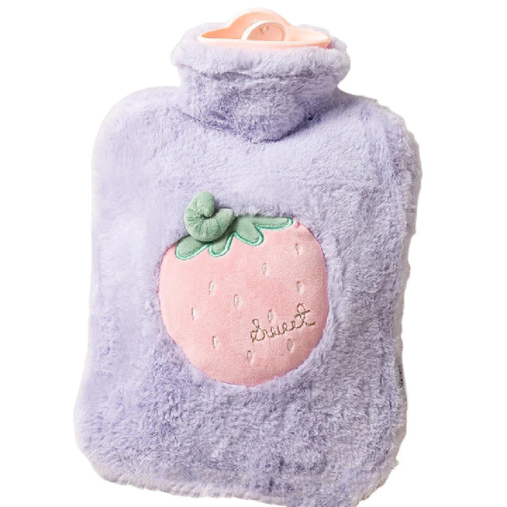 500ml Hot Water Bag with Plush Cover and Reusable PVC Bottle for Bed and Winter Comfort