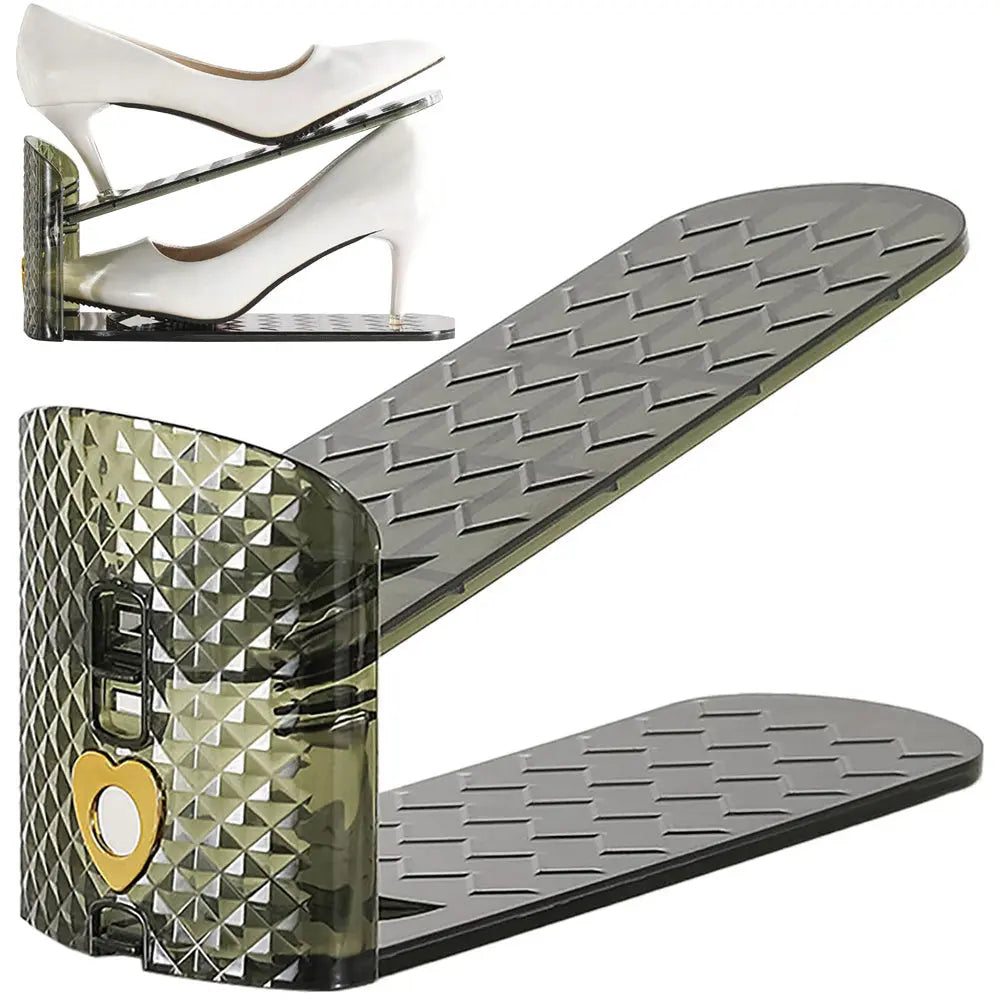 Shoe Slots Organizer with 3 Level Adjustable Height Double Layer Holders for Closet Storage