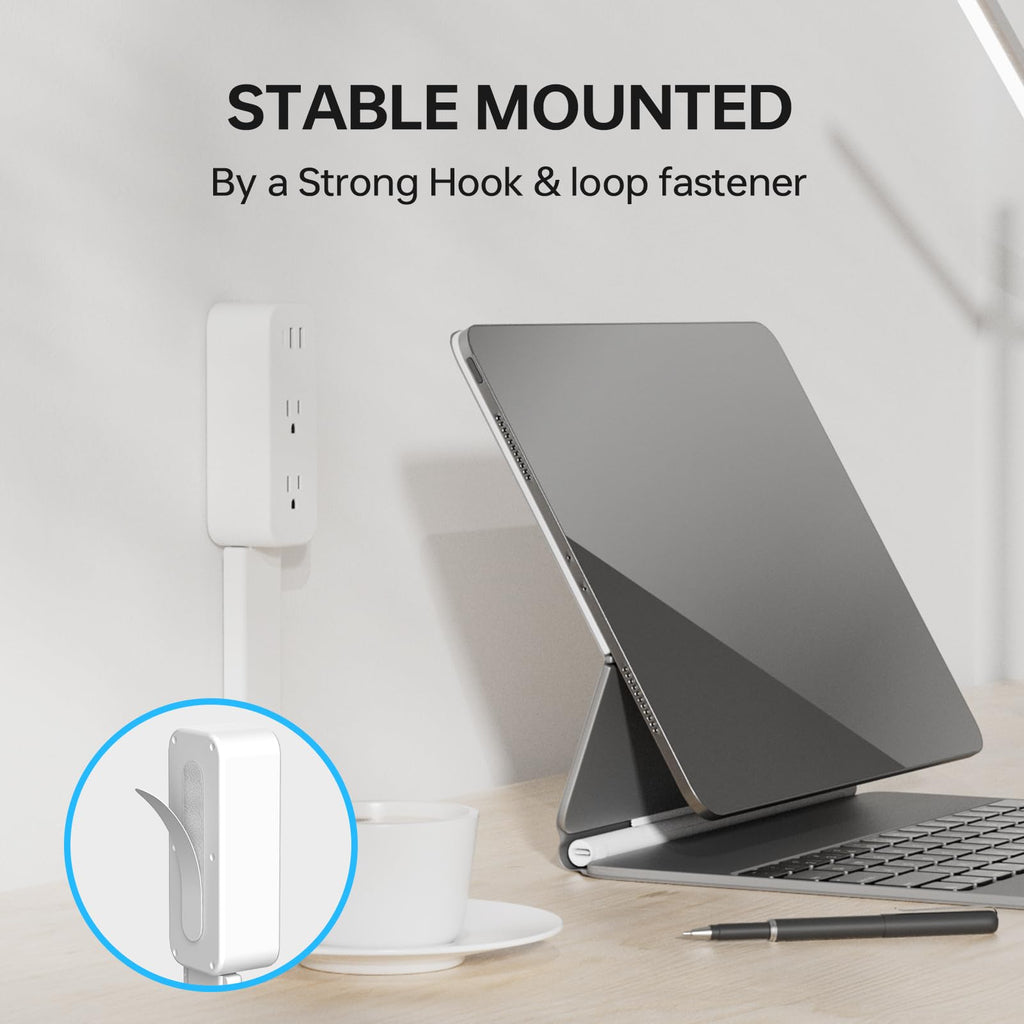 Rotating Wall Outlet Extender Adjustable Length Power Socket with 180 Degree Swivel Design for Bedside and Home Use