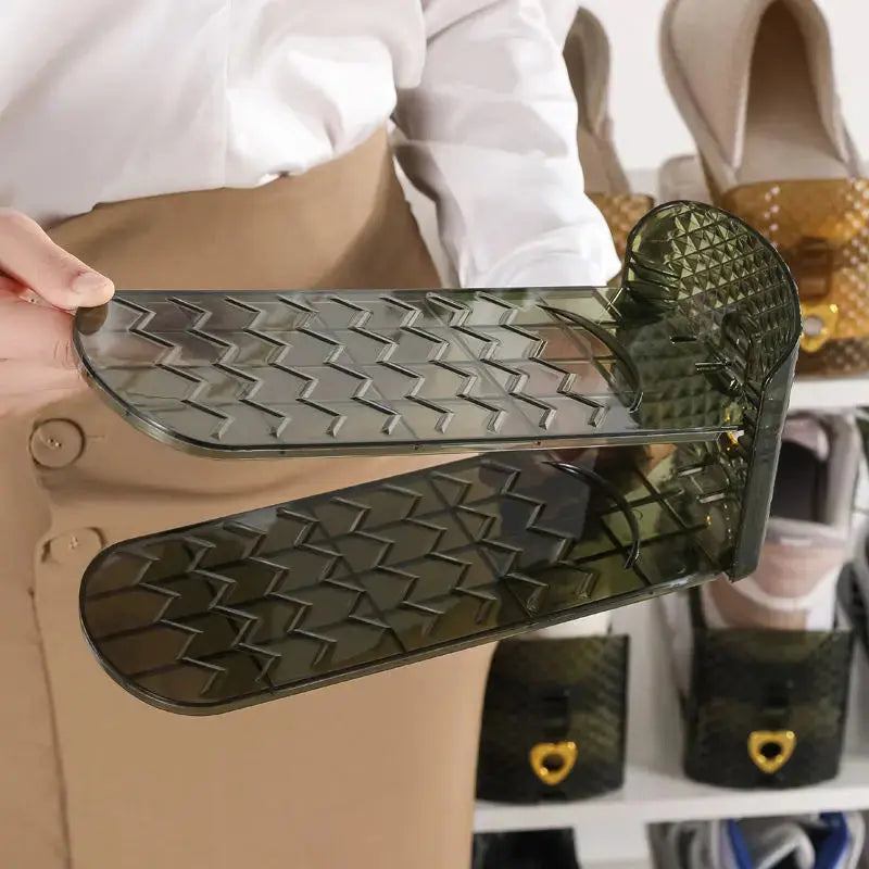 Shoe Slots Organizer with 3 Level Adjustable Height Double Layer Holders for Closet Storage
